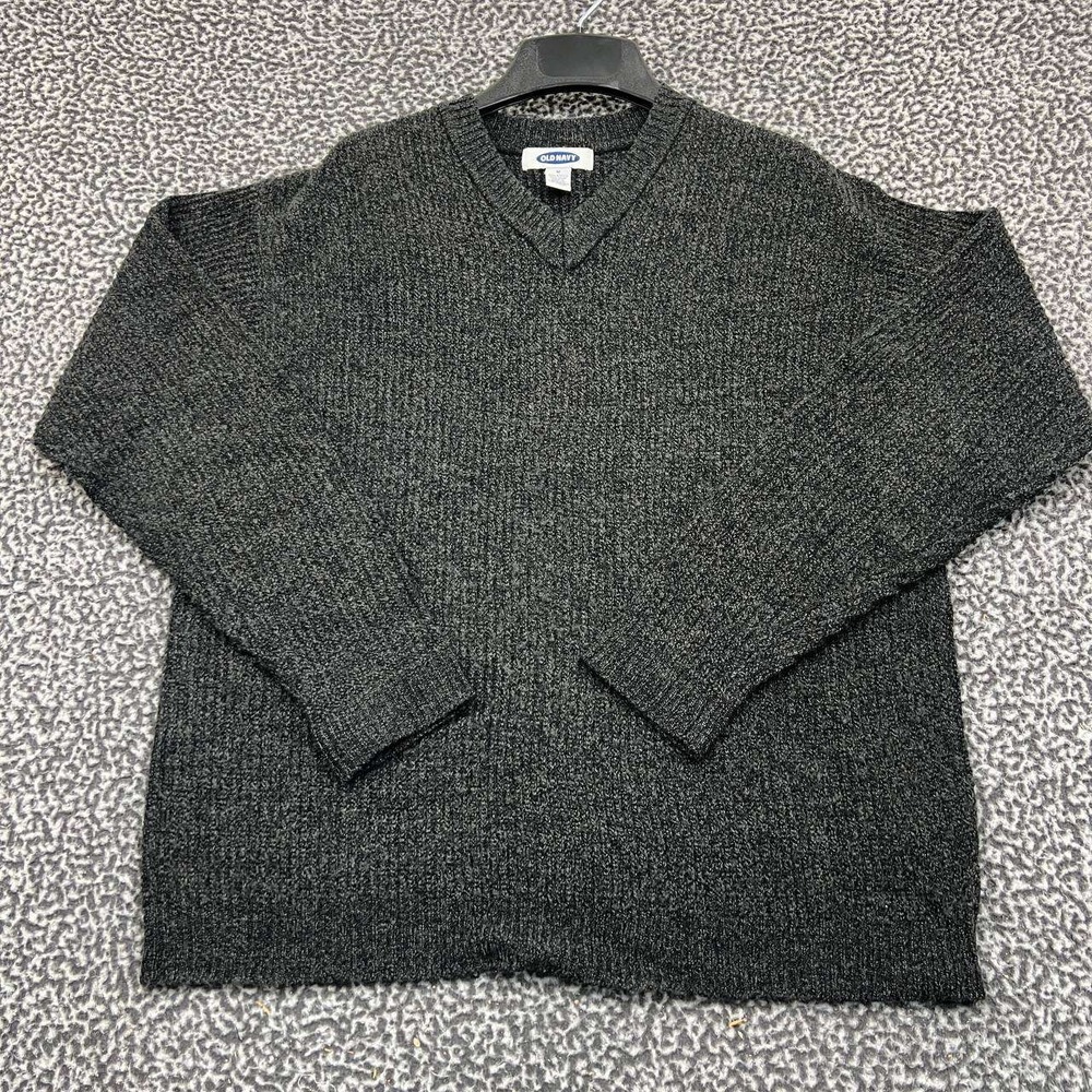 Old Navy Sweater Men Medium Gray Knitted Pullover Long Sleeve V-Neck M